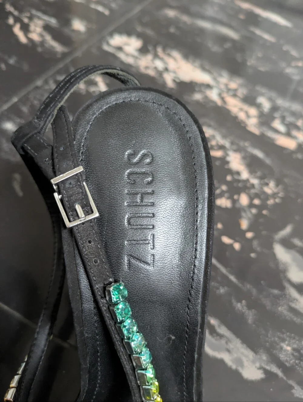 SCHUTZ Crystal T-Strap Sandals Size 9.5